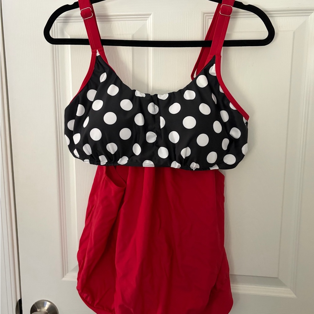 Polka Dot Red Swimsuit Top